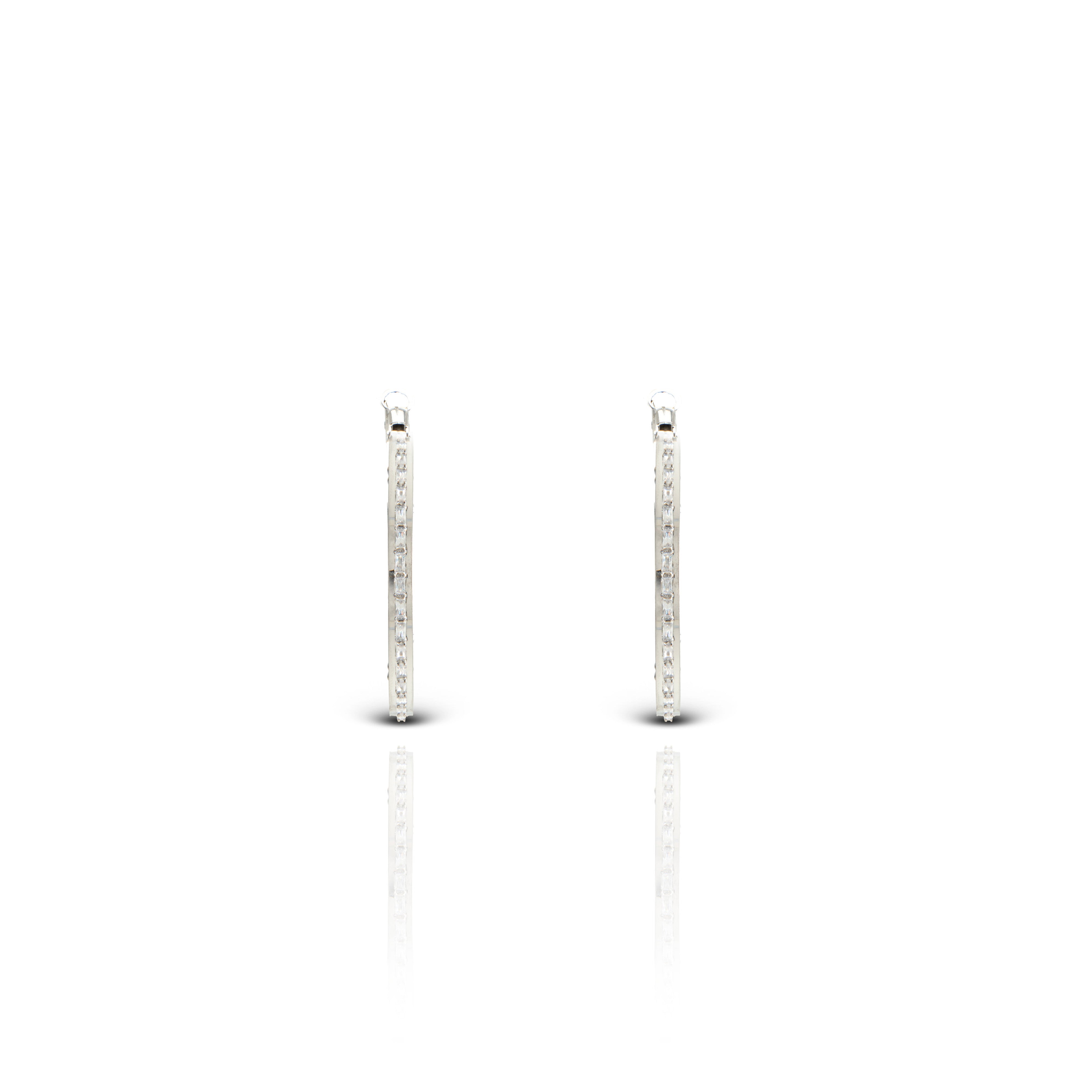 Women's Zircon Celeste Round Hoops