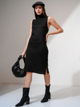 Women's Black Casual Solid Sleeveless Sweater