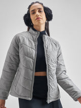 Women's Grey Casual Solid Full Sleeves Jacket