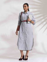 Women's Grey Casual Striped Dress