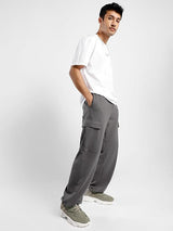Men's Grey Cotton Tapered Knit Solid Jogger