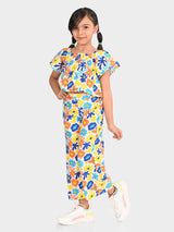 Girls Multicolor Casual Printed Regular Fit Half Sleeves Clothing Set