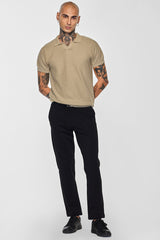 Men's Beige Casual Slim Fit Polo Tshirt