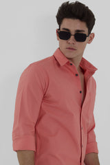 Men's Pink Casual Slim Fit Solid Full Sleeves Shirt