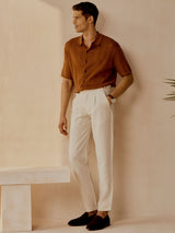 Men's Brown Casual Regular Fit Solid Half Sleeves Shirt