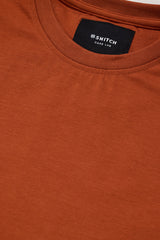 Men's Rust Casual Slim Fit Solid Half Sleeves Tshirt
