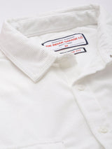 Men's White Casual Regular Fit Solid Full Sleeves Shirt