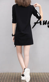 Women's Black Side Stripe Tshirt Dress