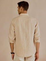 Men's Beige Casual Regular Fit Solid Full Sleeves Shirt