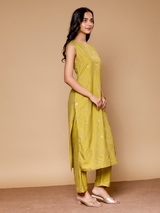 Women's Green Casual Regular Fit Kurta Set