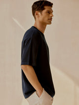 Men's Blue Casual Relaxed Fit Printed Half Sleeves Tshirt