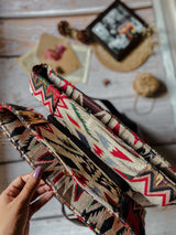 Women's Beige Tribal Weaves Three Pocket Bag