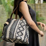 Women's White Chirpy Charcoal Three Pocket Jacquard Bag