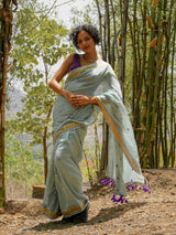 Women's Green Slub Saree