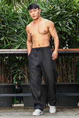 Unisex Black Casual Print Trouser
