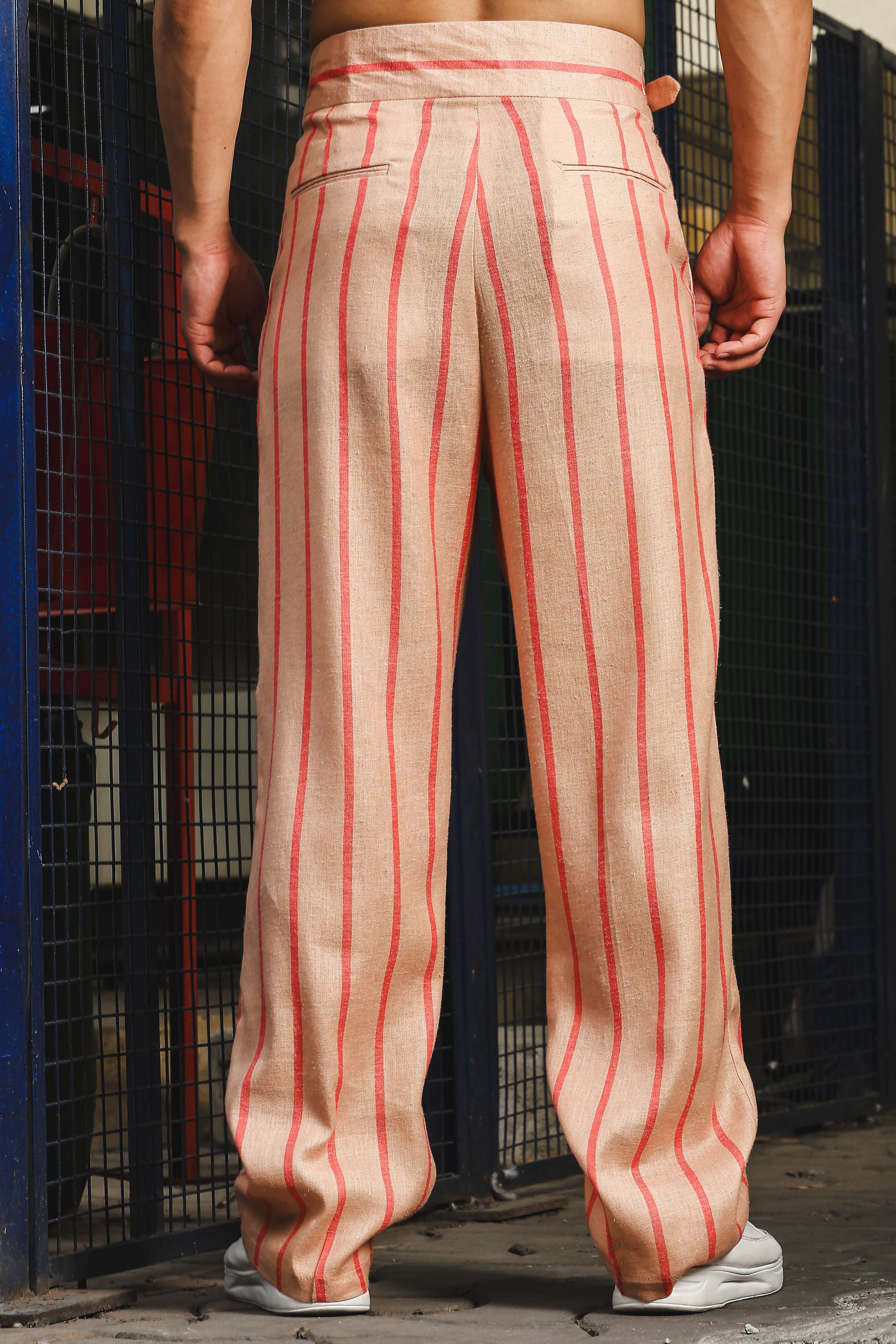 Unisex Linen Striped Gurkha Pant