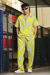Unisex Grey Casual Abstarct Print Trouser