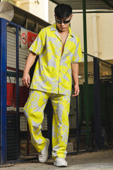 Unisex Grey Casual Abstarct Print Trouser