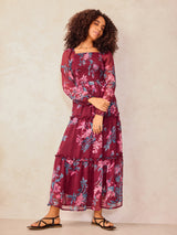 Women's Maroon Casual Fit and Flare Dress