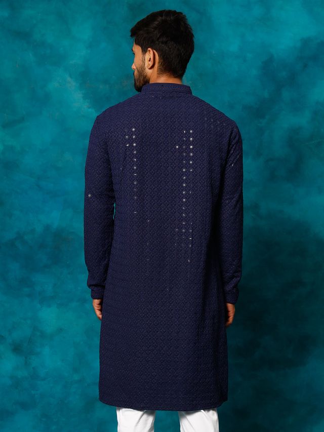 Men's Blue Traditional Ethnic Full Sleeves Kurta