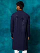 Men's Blue Traditional Ethnic Full Sleeves Kurta