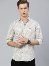 Men's Slim Fit Tropical Full Sleeves Cutaway Collar Casual Shirt