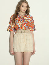 Women's Brown Printed Relaxed Fit Shirt