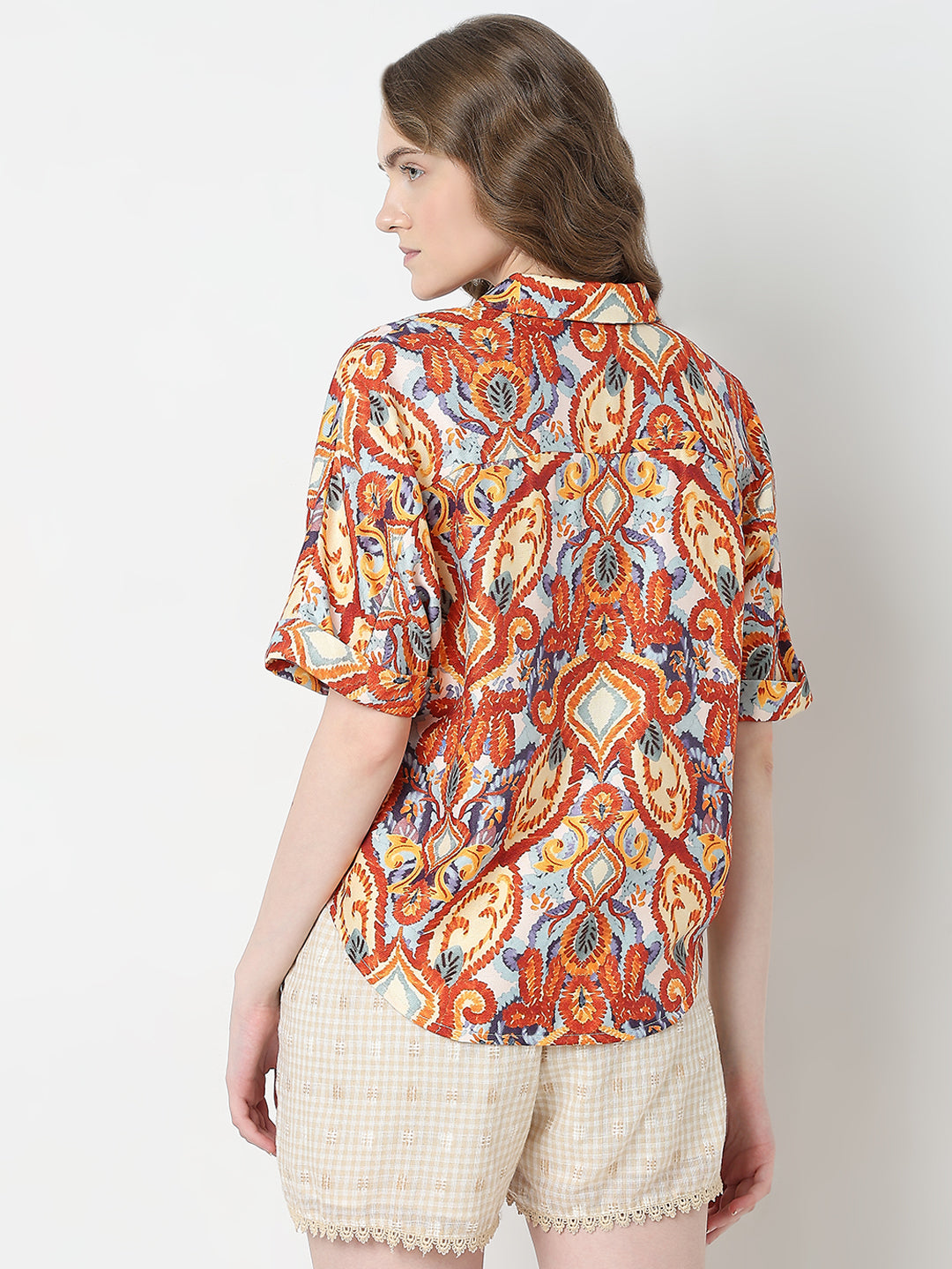 Women's Brown Printed Relaxed Fit Shirt