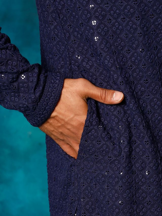 Men's Blue Traditional Ethnic Full Sleeves Kurta
