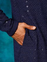 Men's Blue Traditional Ethnic Full Sleeves Kurta