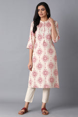 Women's Geometric Floral Print Straight Rayon Kurta