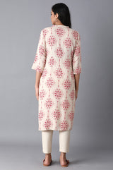 Women's Geometric Floral Print Straight Rayon Kurta