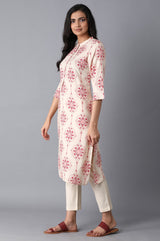 Women's Geometric Floral Print Straight Rayon Kurta