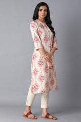 Women's Geometric Floral Print Straight Rayon Kurta