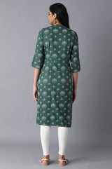 Women's Floral Printed Rayon Straight Kurta