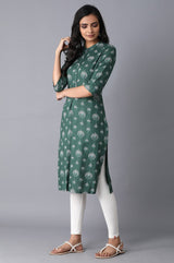 Women's Floral Printed Rayon Straight Kurta