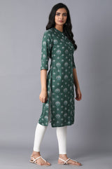 Women's Floral Printed Rayon Straight Kurta