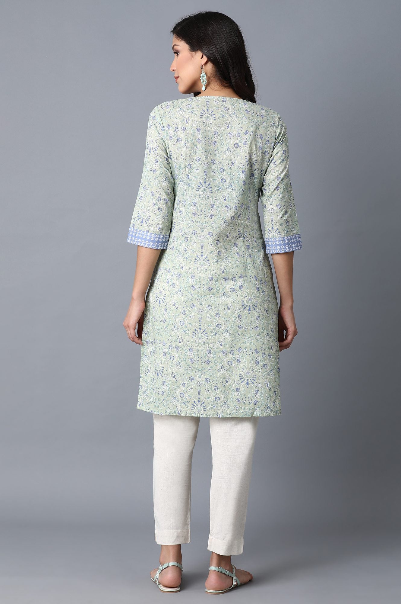 Women's Floral Printed Cotton Straight Kurta