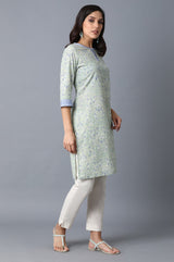 Women's Floral Printed Cotton Straight Kurta