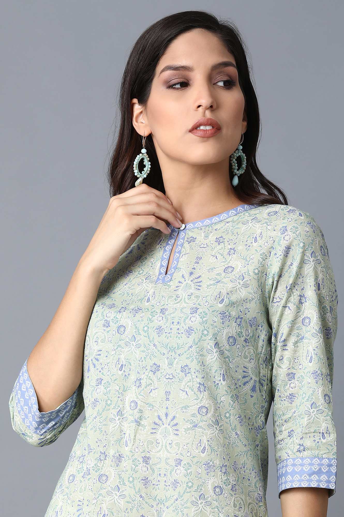 Women's Floral Printed Cotton Straight Kurta