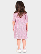 Girls Pink Casual Regular Fit Half Sleeves Dress