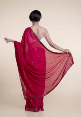 Women's Red Viscose Saree