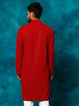 Men's Maroon Traditional Ethnic Full Sleeves Kurta