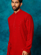 Men's Maroon Traditional Ethnic Full Sleeves Kurta