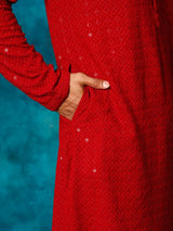 Men's Maroon Traditional Ethnic Full Sleeves Kurta