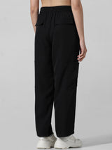Women's Black Woven Casual Solid Regular Fit Pant