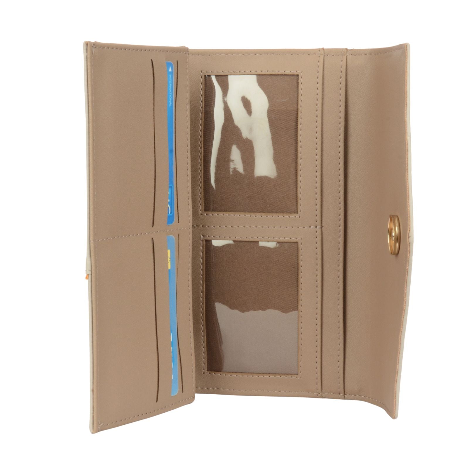 Women's Quer Beige Large 3 Fold Wallet