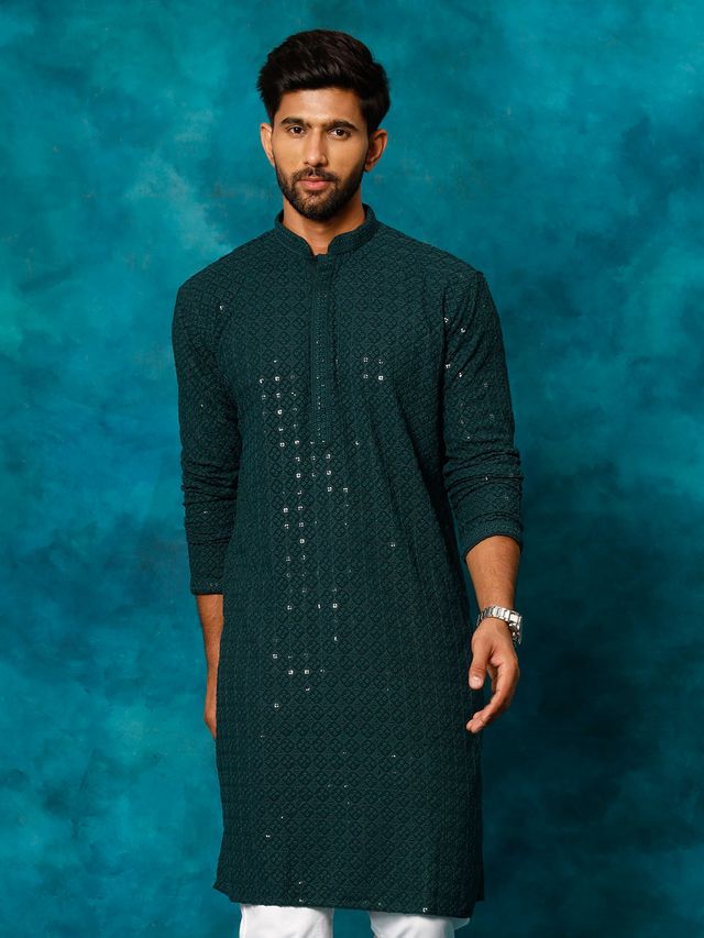 Men's Green Traditional Ethnic Full Sleeves Kurta