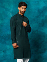 Men's Green Traditional Ethnic Full Sleeves Kurta