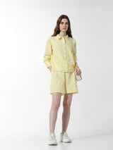 Women's Yellow Woven Casual Above Knee Shorts